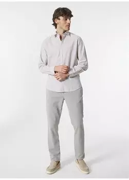 Кремовая мужская рубашка Slim Fit кремового цвета JJELINEN BLEND SHIRT LS SN Jack & Jones, кремовый