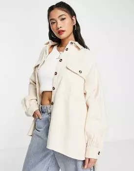 Кремовая объемная куртка с черепаховыми пуговицами ASOS DESIGN