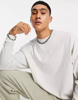 Кремовая оверсайз-футболка с длинными рукавами ASOS DESIGN Cotton Blend