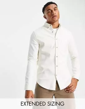 Кремовая оксфордская рубашка с начесом ASOS DESIGN