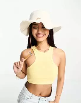 Кремовая панама Levi's на шнурке с логотипом
