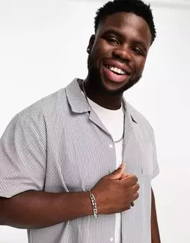 Кремовая пляжная рубашка в полоску с короткими рукавами We Are We Wear William