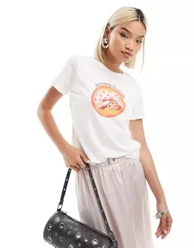 Кремовая приталенная детская футболка Daisy Street с рисунком Strawberry Shortcake