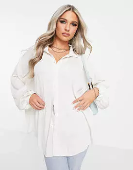 Кремовая рубашка оверсайз плиссе ASOS DESIGN