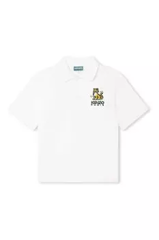 Кремовая рубашка-поло Kenzo KIDS с логотипом тигра Kenzo, бежевый