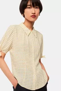 Кремовая рубашка с рукавами и галстуком на рукавах в овальные точки Whistles, бежевый