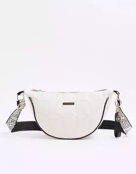 Кремовая стеганая сумка через плечо River Island Soft