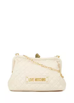Кремовая стеганая женская сумка через плечо с ремешками Love Moschino