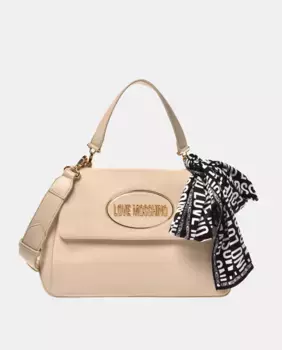 Кремовая сумка через плечо с носовым платком и клапаном Love Moschino, цвет Crudo