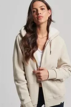 Кремовая толстовка Essential на молнии Superdry, бежевый