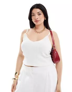 Кремовая трикотажная майка с V-образным вырезом ASOS DESIGN Curve