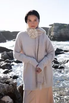 Кремовая трикотажная туника с круглым вырезом ALL DAY