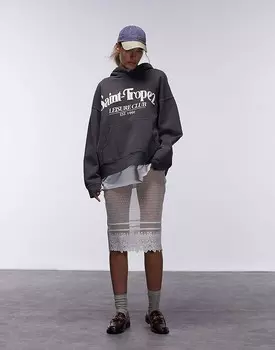 Кремовая юбка длины 90-х из прозрачного кружева Topshop