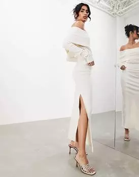 Кремовая юбка макси из джерси с разрезом ASOS EDITION, крем