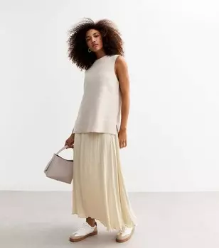 Кремовая юбка-миди со складками и жатостью New Look, кремовый