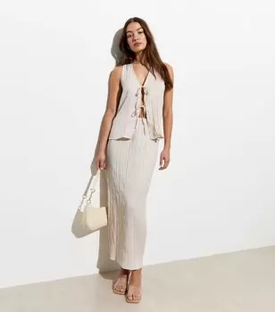 Кремовая юбка-миди со складками New Look, кремовый