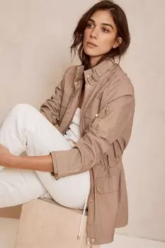 Кремовая вощеная куртка верблюжьего цвета Mint Velvet, бежевый