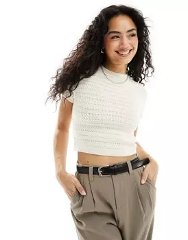 Кремовая вязаная детская футболка с фактурной строчкой ASOS DESIGN