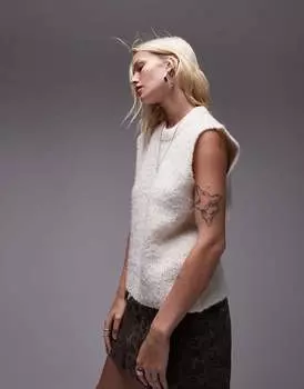 Кремовая вязаная майка Topshop Boucl >9 с круглым вырезом