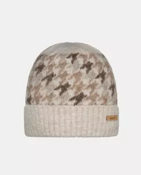 Кремовая вязаная шапка с принтом «гусиные лапки» Barts, кремовый