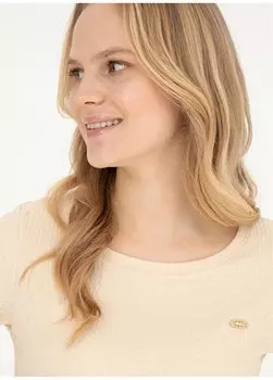 Кремовая женская футболка с круглым вырезом PETU U.S. Polo Assn., кремовый