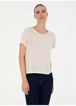 Кремовая женская футболка с круглым вырезом ROZEL Pierre Cardin, кремовый
