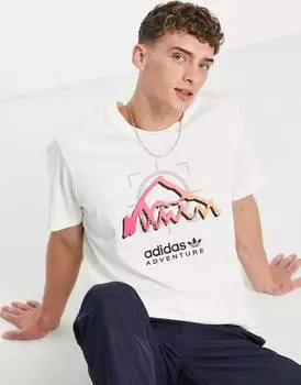 Кремово-белая футболка с текстовым принтом на спине adidas Originals Adventure
