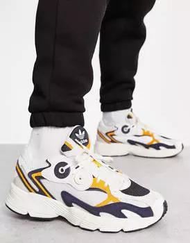 Кремово-белые кроссовки adidas Originals 'Preppy Varsity' Astir с горчичными деталями