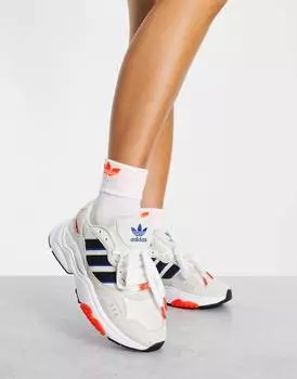Кремово-белые кроссовки adidas Originals Retropy F90 с красными деталями