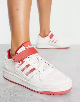 Кремово-белые низкие кроссовки adidas Originals Forum с градиентными красными полосами