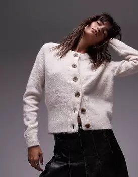 Кремово-белый кардиган из смесовой шерсти Selected Femme