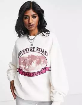 Кремово-белый свитшот Reclaimed Vintage с изображением проселочной дороги