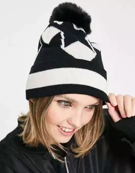 Кремово-черная шапка South Beach Ski Star с помпоном
