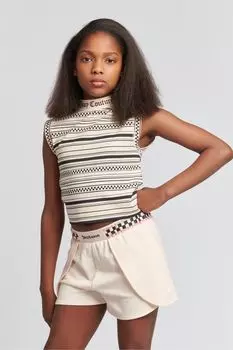 Жилет с высоким воротником и полосатым рисунком Juicy Couture, бежевый