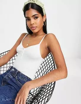 Кремовое боди без рукавов на кнопках Miss Selfridge