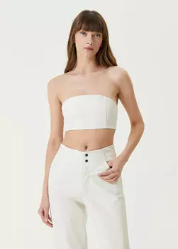 Кремовое бюстье без бретелек из веганской кожи Bassigue