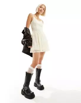 Кремовое кружевное платье мини с заниженной талией Daisy Street