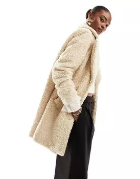 Кремовое пальто борг Vero Moda