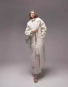 Кремовое пальто Topshop borg