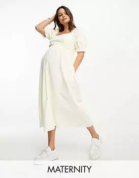 Кремовое платье миди в стиле бэби-долл Nothing's Child Maternity Ginger