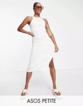 Кремовое трикотажное платье миди-борцовка ASOS DESIGN Petite