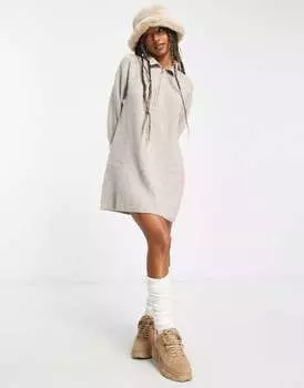 Кремовое вязаное платье миди Weekday Nicki Pike