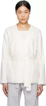 Кремового цвета Блейзер с поясом Commas