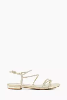 Кремовые босоножки Nightly Tubular на плоской подошве широкого кроя украшенные кристаллами Dune London, бежевый