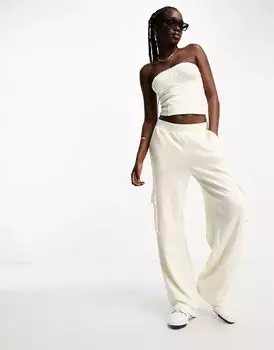 Кремовые брюки карго из джерси Vero Moda, однотонные