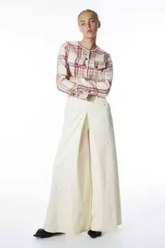 Кремовые брюки макси с бисером Sister Jane, бежевый