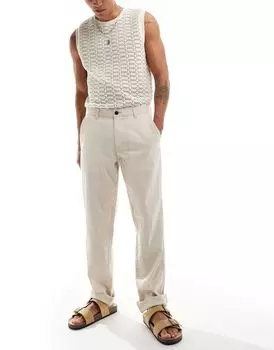 Кремовые чиносы из льняного микса Jack & Jones