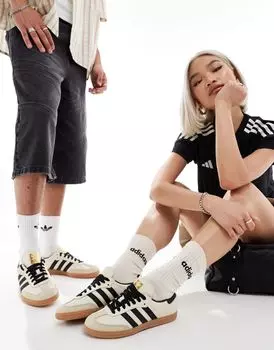 Кремовые и черные кроссовки adidas Samba OG