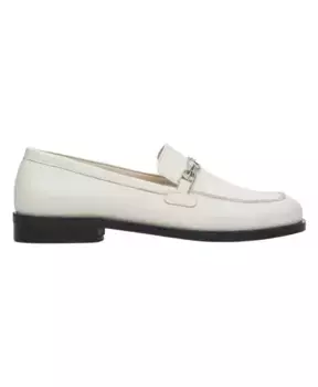 Кремовые кожаные лоферы с серебряной цепочкой Estro, бежевый