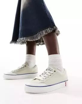 Кремовые кроссовки Levi's LS2 с логотипом на пятке